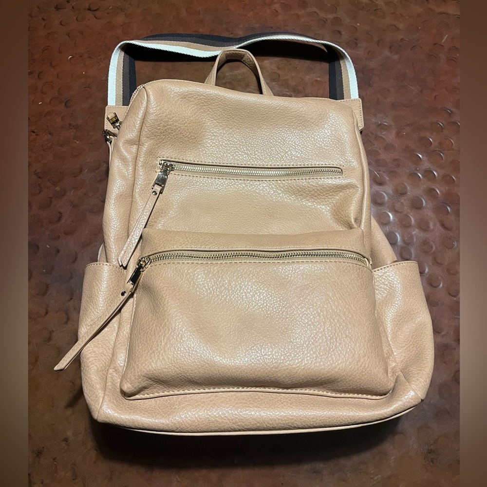 Taupe Vegan Leather - convertible diaper bag - NWOT boutique